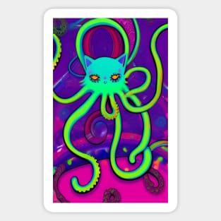 Psychedelic cat octopus Sticker